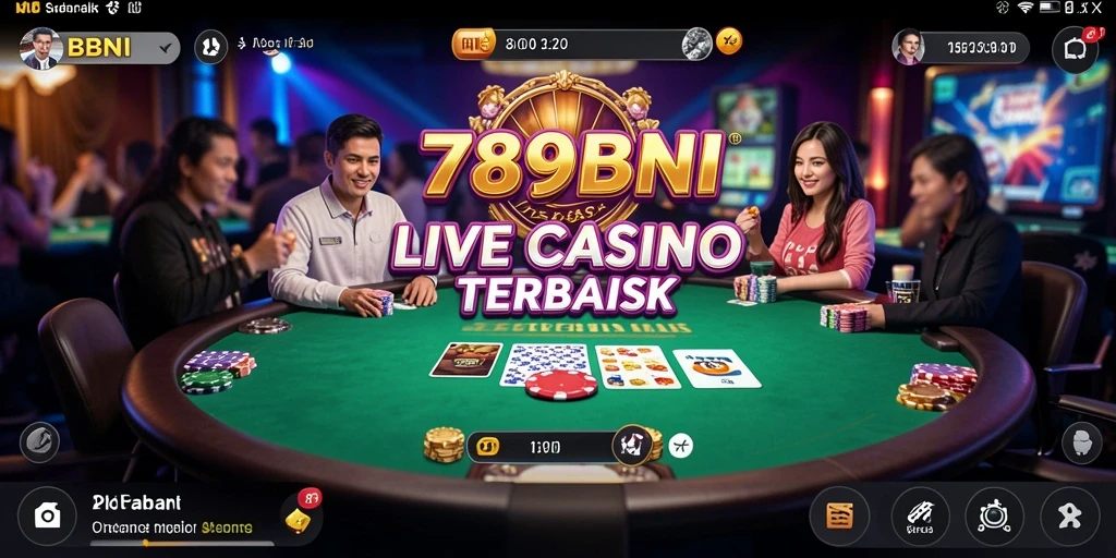 Screenshot 789BNI menampilkan dealer profesional dalam permainan Live Casino.