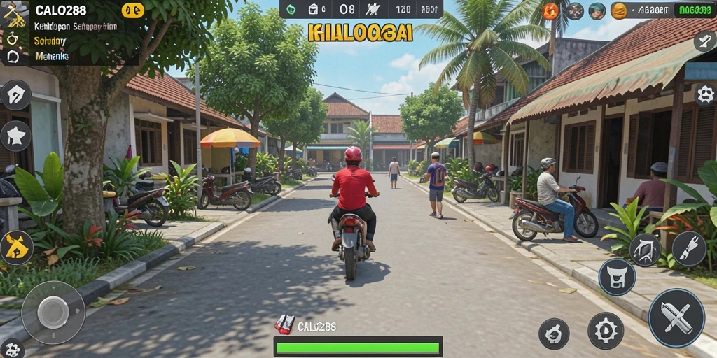 Tampilan gameplay menarik dari <strong>CALO288</strong> yang menunjukkan interaksi karakter dalam simulasi kehidupan.