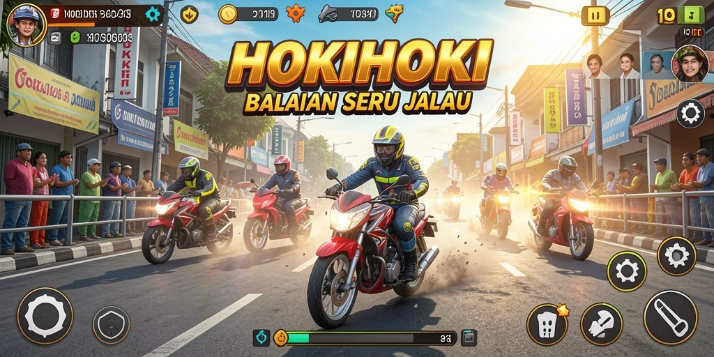 Tangkapan layar menampilkan aksi balapan seru di HOKIHOKI.