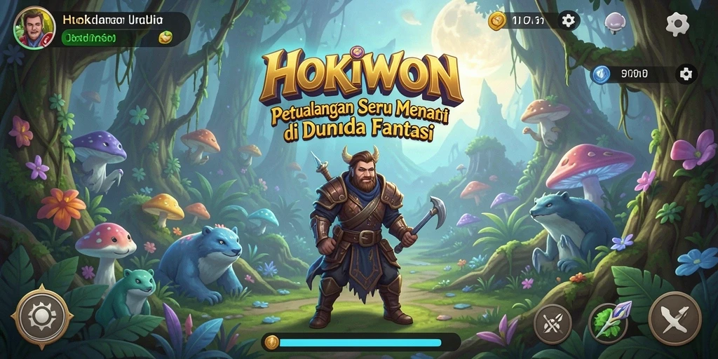 Tampilan gameplay HOKIWON yang penuh aksi dan petualangan seru.