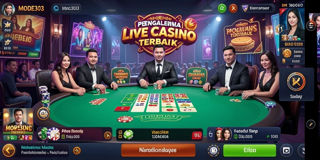 Screenshot gameplay Live Casino menampilkan dealer profesional dan suasana kasino yang nyata.