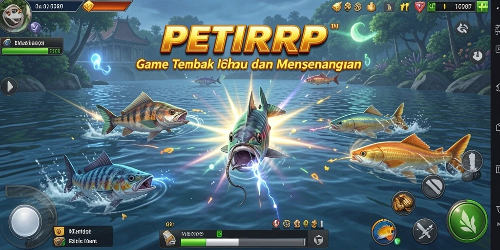 Gameplay seru PETIRRP dengan ikan beragam dan senjata menarik.