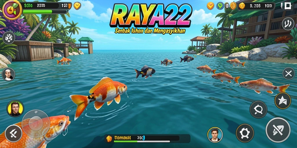 Screenshot menunjukkan aksi menangkap ikan di <strong>RAYA22</strong> yang seru.