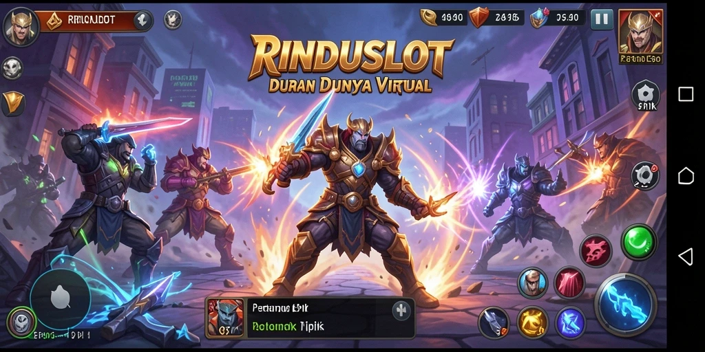 Screenshot menunjukkan aksi pertarungan yang intens di RINDUSLOT.
