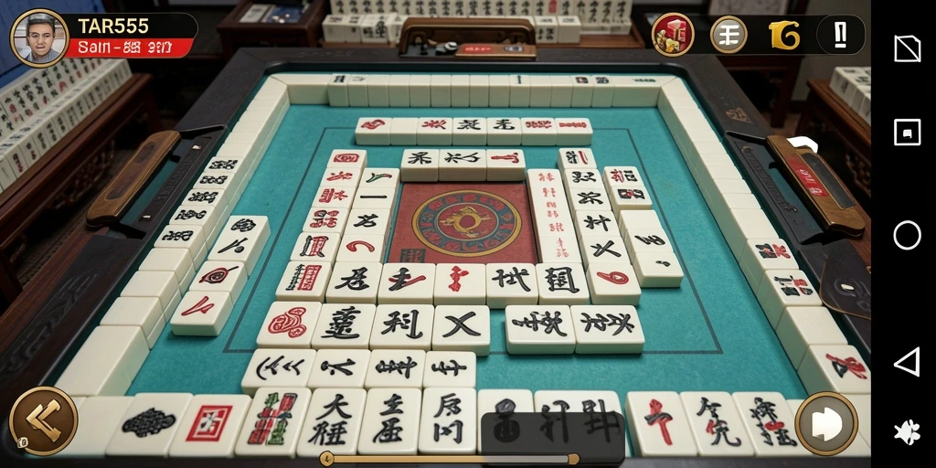 Screenshot TAR555 menunjukkan gameplay Mahjong yang mendebarkan.