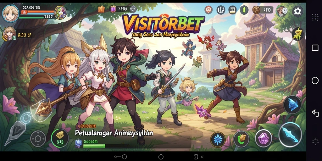 Tangkapan layar dari gameplay VISITORBET yang menampilkan karakter anime yang dinamis.