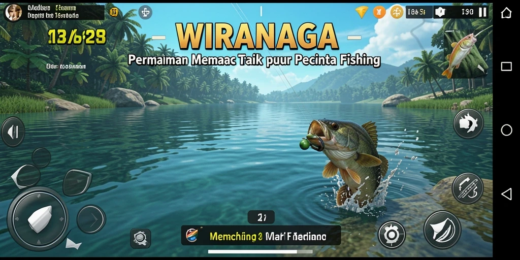 Gameplay seru dalam WIRANAGA menampilkan pengalaman memancing yang realistis.